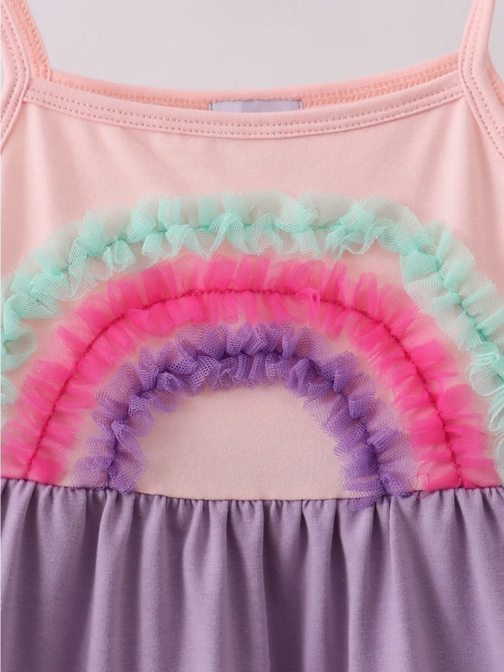 Girls Pink Rainbow Tiered Dress with Lavender and Mint